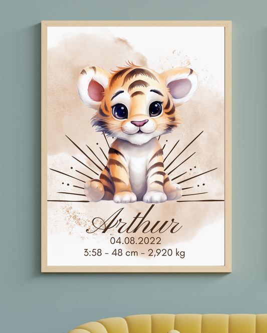 AFFICHE DE NAISSANCE - Bébé Tigre