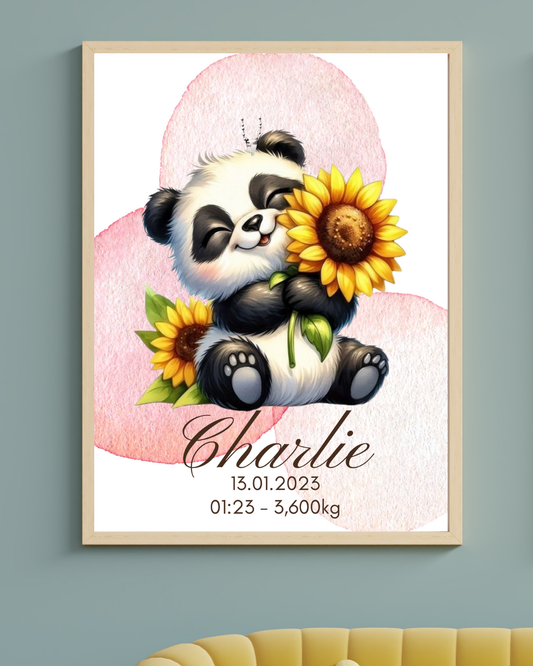 AFFICHE DE NAISSANCE - Bébé panda