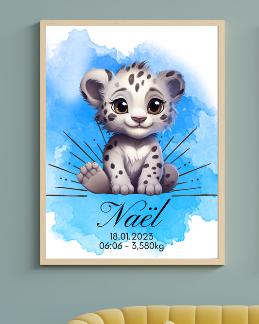 AFFICHE DE NAISSANCE - Bébé Tigre Blanc